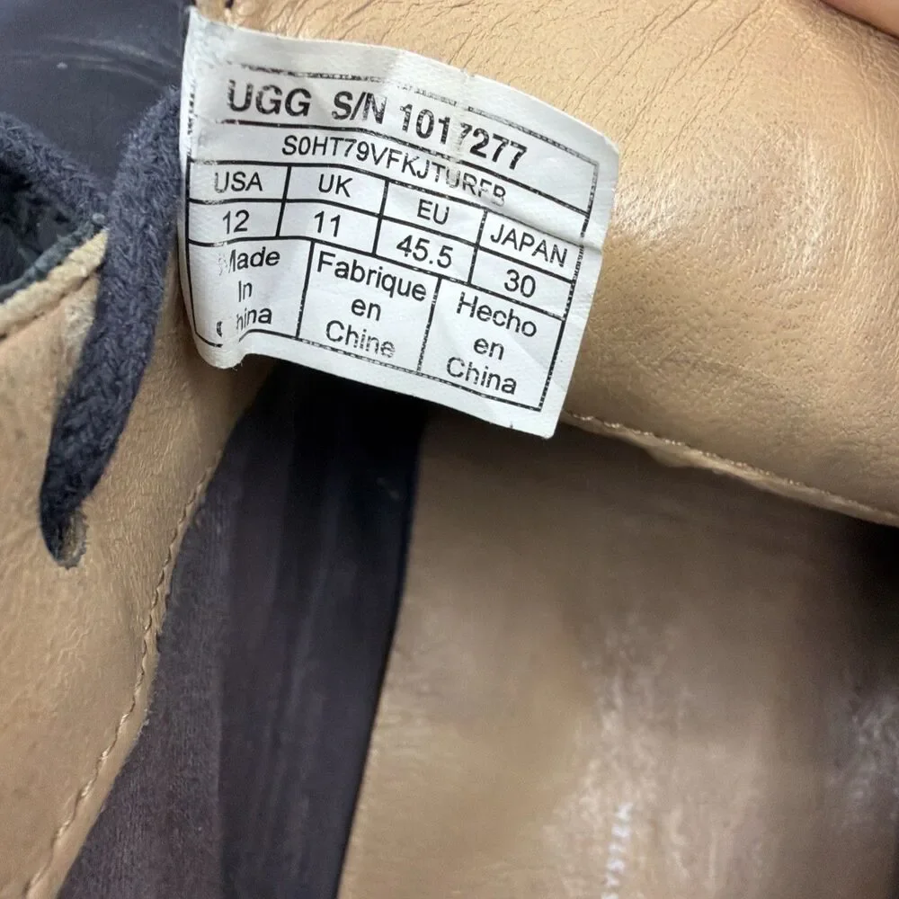 UGG Freamon Chukka Boots Black Leather Waterproof Lace Up Ankle Men's Size 12